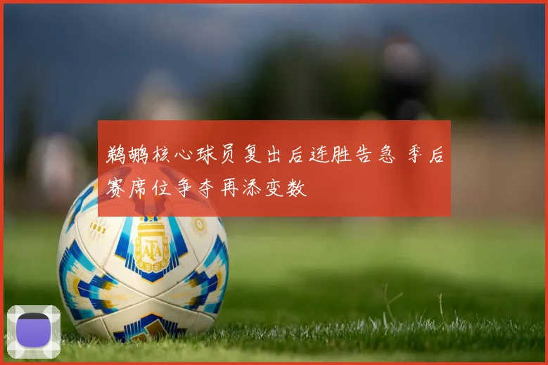 鹈鹕核心球员复出后连胜告急 季后赛席位争夺再添变数